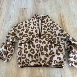 Leopard Print Sherpa Pullover